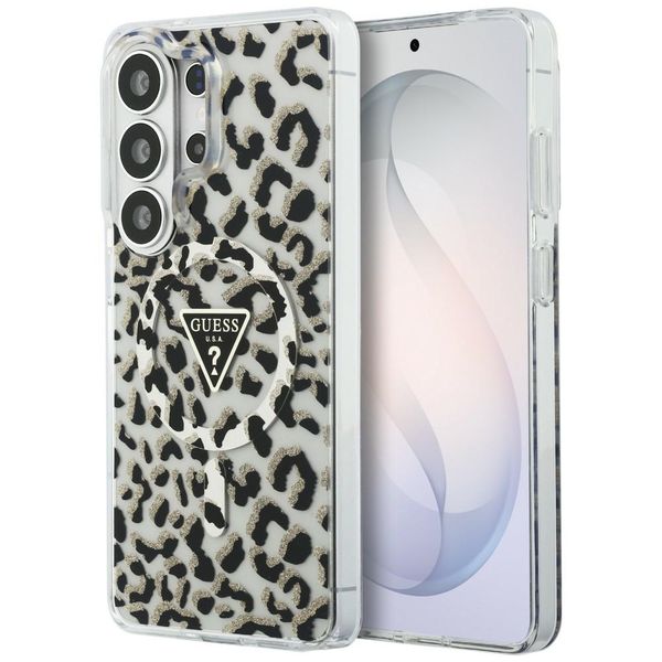 Puzdro Guess IML Leopard Print Triangle MagSafe pre Samsung Galaxy S26 Ultra čierne