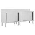 vidaXL Pracovné stoly s posuvnými dvierkami 2ks 200x50x(95-97)cm, oceľ