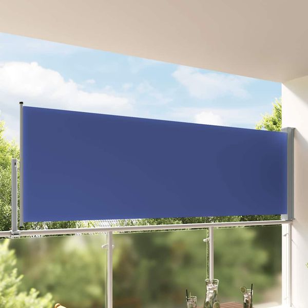 vidaXL Zaťahovacia bočná markíza na terasu 120x300 cm, modrá