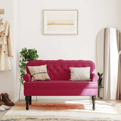 vidaXL Lavička s operadlom vínovo červená 119,5x64,5x75 cm zamat
