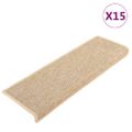 vidaXL Schodové rohože 15 ks 65x21x4 cm svetlobéžové s obdĺžnikovým okrajom