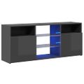 vidaXL TV skrinka s LED svetlami lesklá sivá 120x30x50 cm