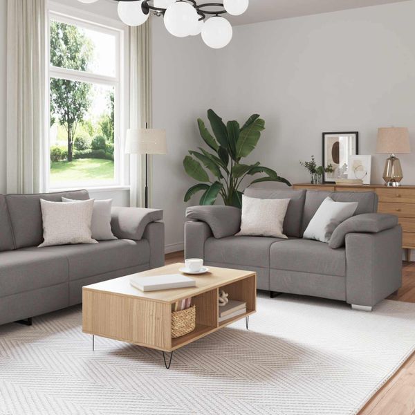 vidaXL Pohovka 2 pcs Sivohnedá 219 x 80 x 82 cm látka