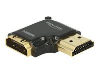 HDMI adaptér - HDMI so zdierkami (female) na HDMI s pínmi (samec) - čierna - pravouhlý konektor, podporuje 4K