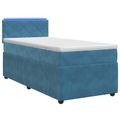 vidaXL Posteľ boxspring s matracom Modrá 90 x 190 cm Zamat