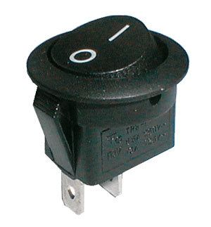 Prepínač kolískový okrúhly 2pol./2pin ON-OFF 250V/6A čierny