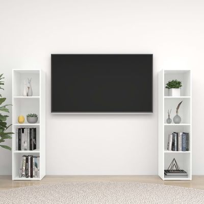 vidaXL TV skrinky 2 ks biele 142,5x35x36,5 cm drevotrieska