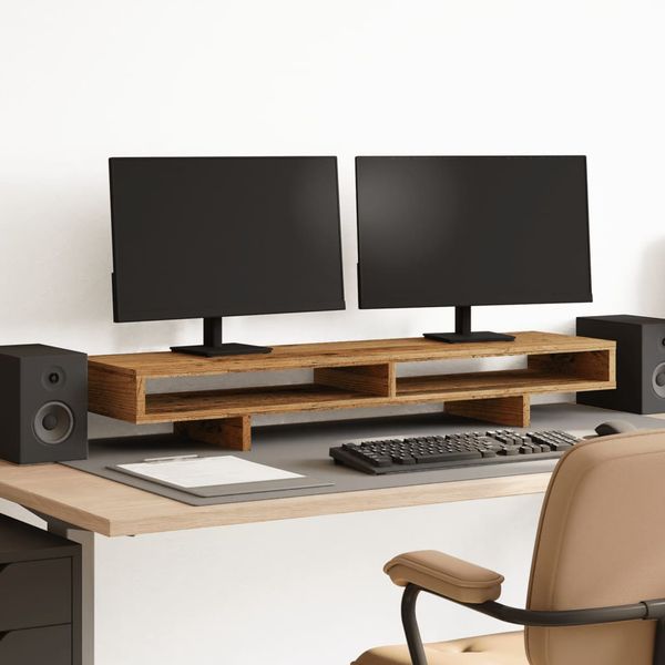vidaXL Stojan na monitor staré drevo 100x27x15 cm kompozitné drevo
