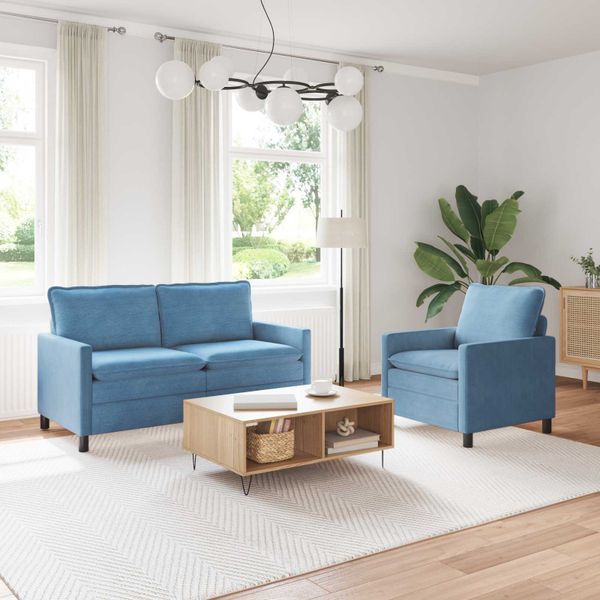 vidaXL Sada pohoviek 2 pcs Modrá Látka