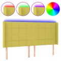 vidaXL Čelo postele s LED zelené 203x16x118/128 cm látka