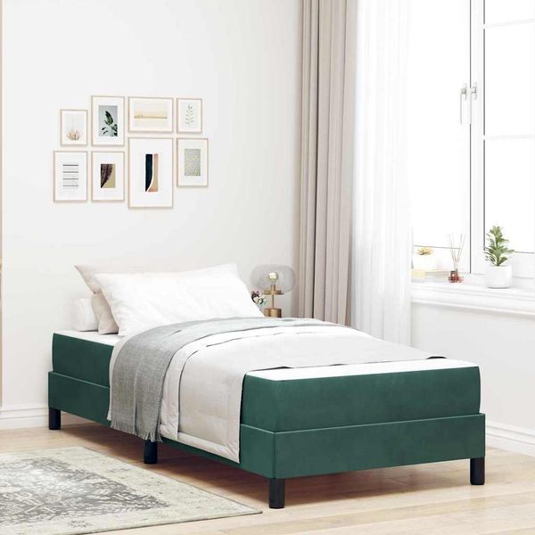 vidaXL Posteľ s pružinovým rámom Tmavozelená 90 x 200 cm látka
