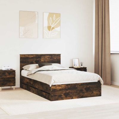 vidaXL Rám postele Dymová dub 120 x 200 cm Inžinierske drevo