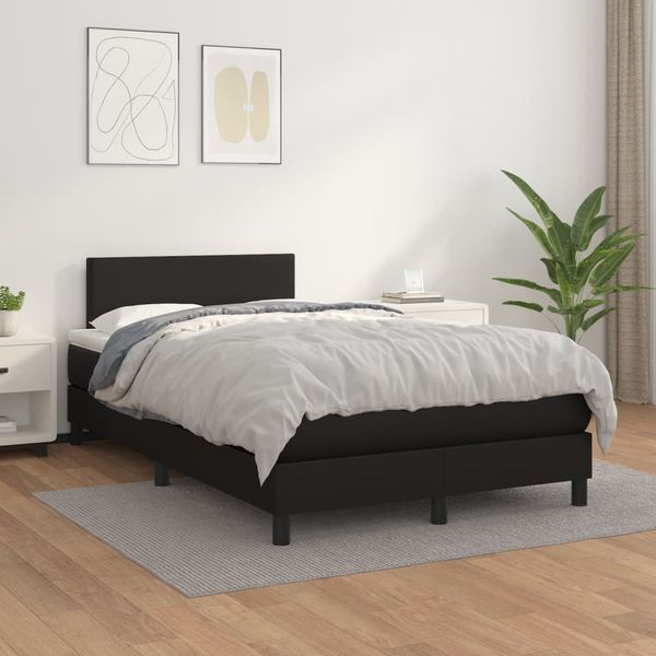 vidaXL Boxspring posteľ s matracom čierna 120x200 cm umelá koža