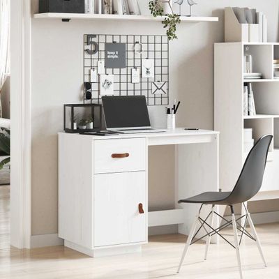 vidaXL Stolík biely 95x50x75 cm masívne borovicové drevo