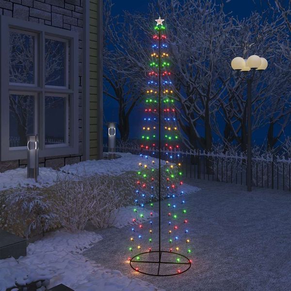 vidaXL Vianočný stromček, kužeľ, 136 LED, farebné svetlo 70x240 cm