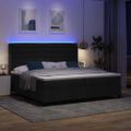 vidaXL LED box s pružinami s matracmi Čierna 200 x 200 cm látka