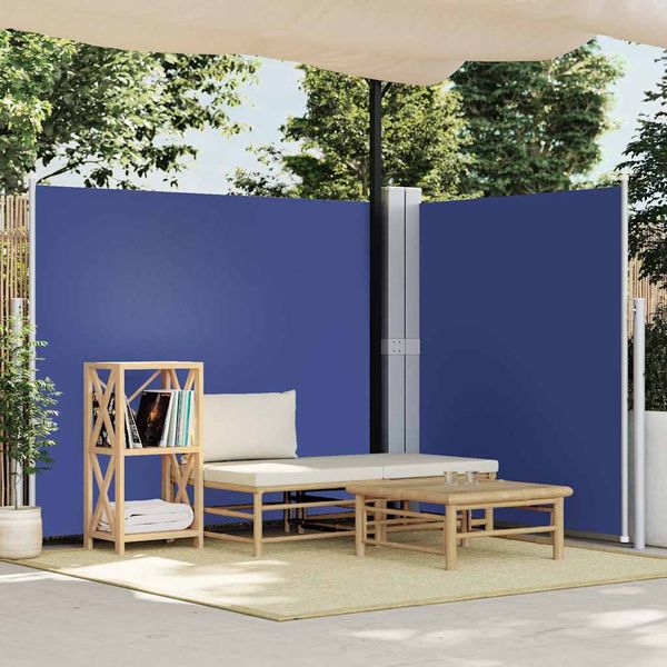 vidaXL Zaťahovacia bočná markíza modrá 180x600 cm