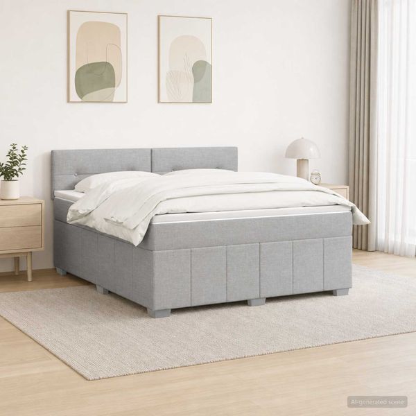 vidaXL Posteľ boxspring s matracom Svetlosivá 180 x 200 cm Látka