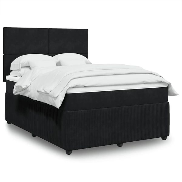 vidaXL Posteľný rám boxspring s matracom čierny 140x190 cm zamat