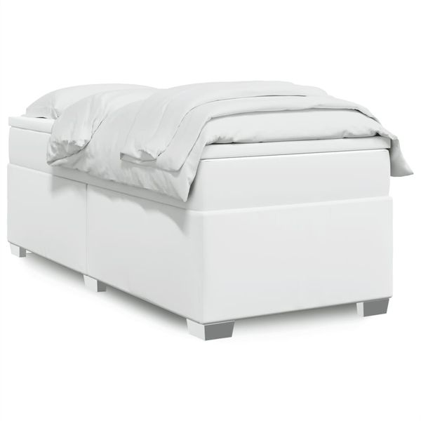 vidaXL Boxspring posteľ s matracom biela 90x200 cm umelá koža
