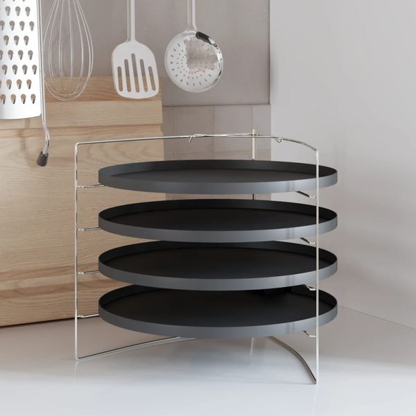 vidaXL Plechy na pizzu 4 ks so stojanom Ø 28 cm oceľ