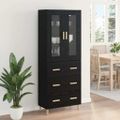 vidaXL Highboard so zásuvkou Čierny dub 69,5 x 34 x 180 cm