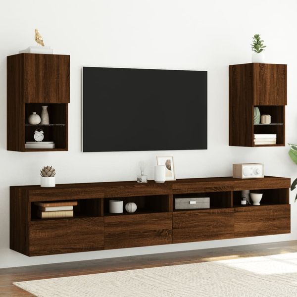 vidaXL TV skrinky s LED svetlami 2 ks hnedý dub 30,5x30x60 cm