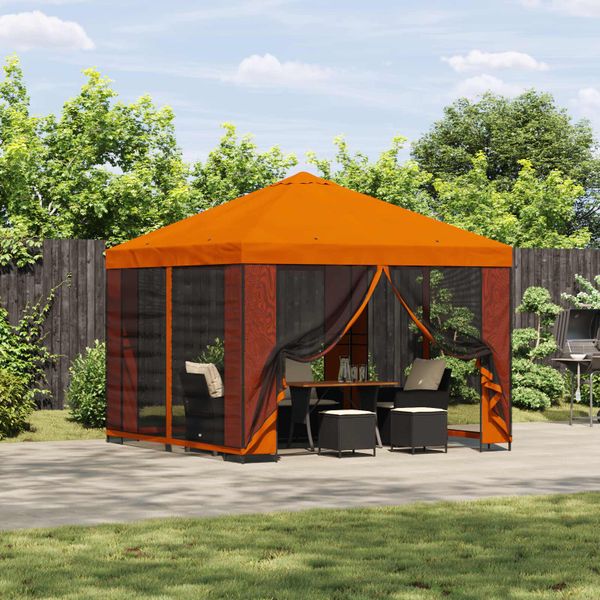 vidaXL Záhradný altánok so bočnými stenami 3 x 3 m Oranžová