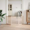vidaXL Brána pre psa skladacia 3 panely 150 cm masívne jedľové drevo