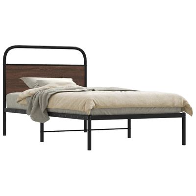 vidaXL Posteľný rám bez matraca 100x190 cm hnedý dub kompozitné drevo