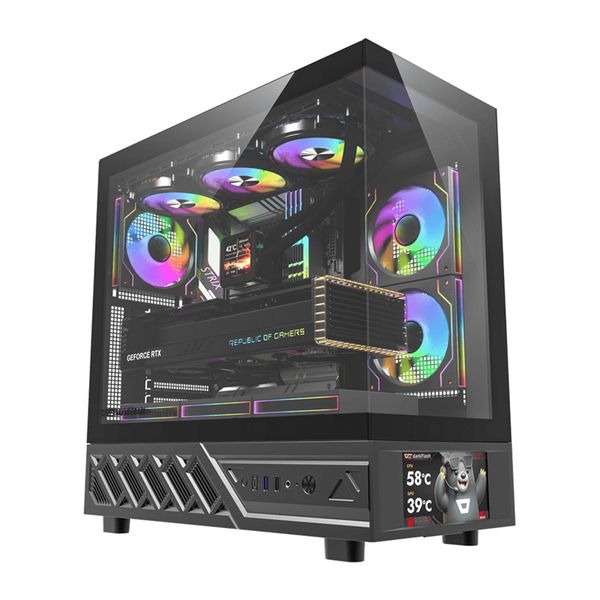 Počítačová skriňa DarkFlash DS950V s displejom (čierna) + 6 ventilátorov