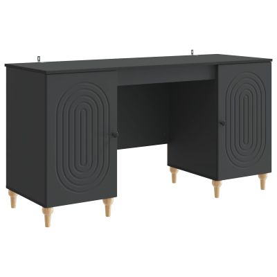 vidaXL Stôl s poličkou Čierna 142,5 x 50 x 75 cm Kompozitné drevo
