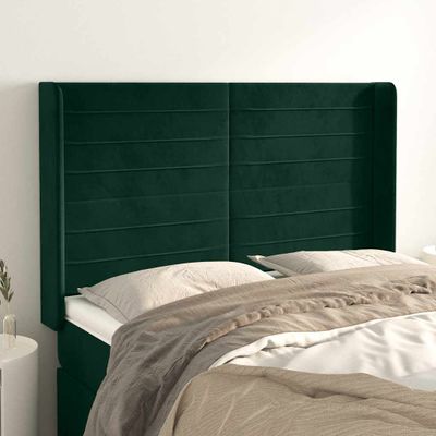 vidaXL Čelo postele so záhybmi tmavozelený 147x16x118/128 cm zamat