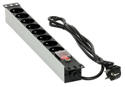 Prodlužovací prívod do Racku (19" RACK, 1U, AC 230V, vypínač, 8 zásuviek, kábel 1,8 m)