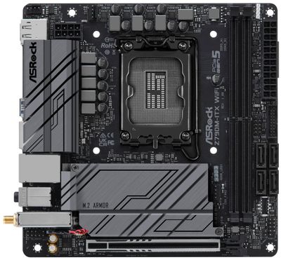 ASRock Z790M-ITX WIFI / Intel Z790 / LGA1700 / 2x DDR5 / 2x M.2 / HDMI / DP / USB-C / WiFi / Mini-ITX Základná doska, Intel Z790, LGA1700, 2x DDR5 DIMM (max. 64GB), 2x M.2, Wi-Fi, HDMI, DisplayPort, eDP, USB typ C, Mini-ITX