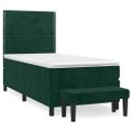 vidaXL Posteľný rám boxsping s matracom tmavozelený 90x200 cm zamat