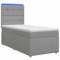 vidaXL LED boxspring posteľ s matracom Svetlosivá 90 x 190 cm Látka