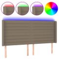 vidaXL Čelo postele s LED sivohnedé 183x16x118/128 cm látka