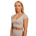Dámske tričko Cropped Sense Grey - BeastPink, veľkosť S, veľkosť oblečenia S