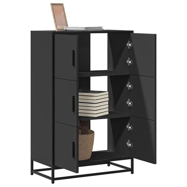 vidaXL Vysoká skrinka čierna 68x35x106,5 cm kompozitné drevo+kov