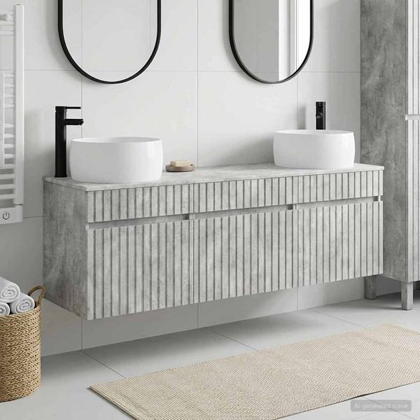vidaXL Set kabinetov do kúpeľne 3 ks Betónovo sivá 49 x 44,5 x 66 cm