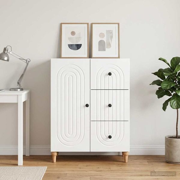 vidaXL Servírovacia skriňa Biela s vysokým leskom 66 x 34,5 x 90 cm