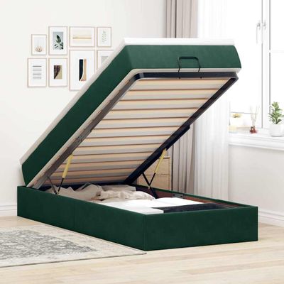 vidaXL Osmanský rám postele s matracom tmavozelená 90x190 cm zamat