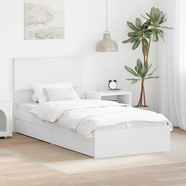 vidaXL Úložná posteľ so zásuvkou Biela 90 x 190 cm Kompozitné drevo