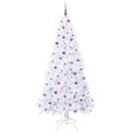 vidaXL Umelý vianočný stromček s 300 LED-i Biela 240 cm PVC a oceľ