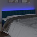 vidaXL Čelo postele s LED tmavomodré 160x5x78/88 cm zamat