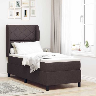 vidaXL Posteľ s pružinovým rámom Tmavo hnedá 80 x 200 cm látka
