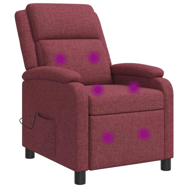 vidaXL Masážne relaxačné kreslo Víno červené Látka