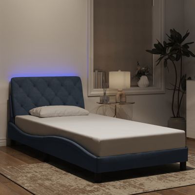 vidaXL Rám postele s LED bez matraca tmavosivý 100x200 cm zamat