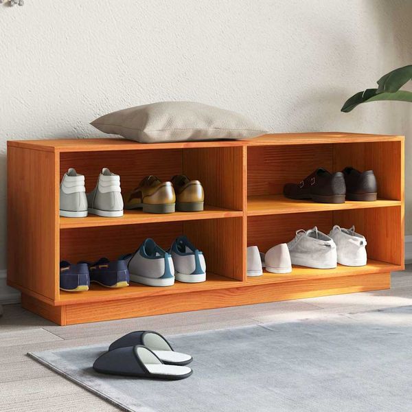 vidaXL Botník voskovohnedý 110x34x45 cm masívna borovica